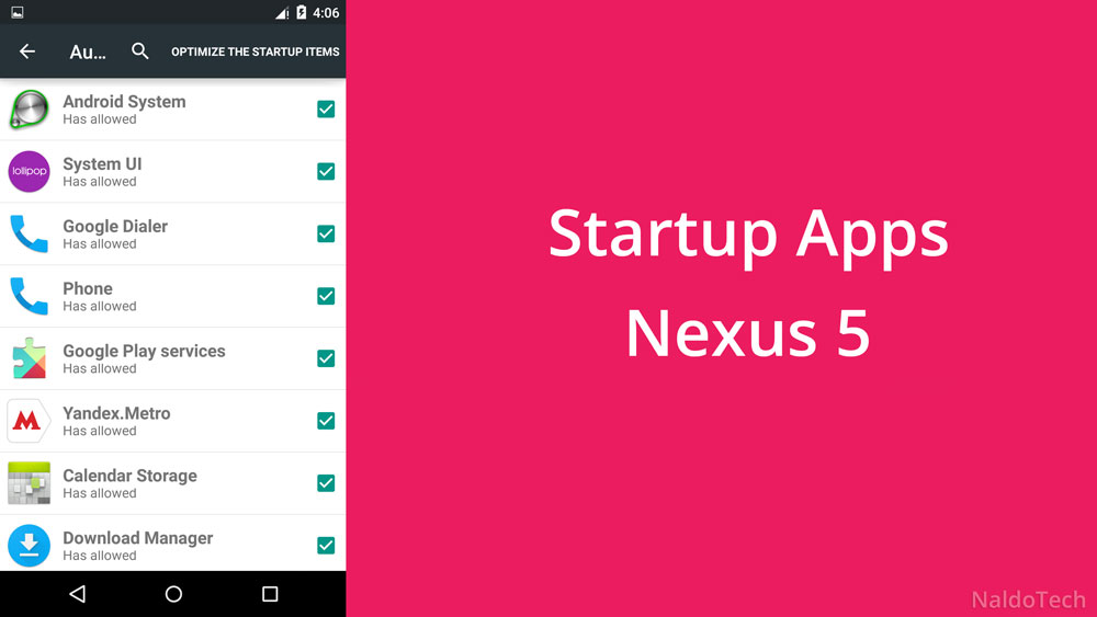 ... Which Apps To Start During Boot on Nexus 5 with Autostart Menu Mod