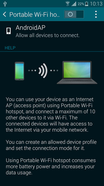 включить-Wi-Fi-точку доступа-модем-Самсунг