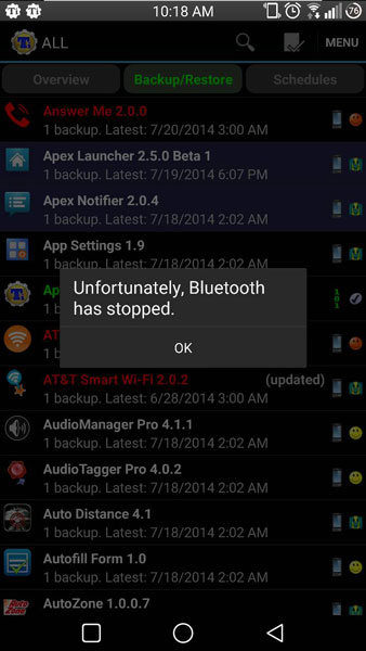 bluetooth has stopped lg g3