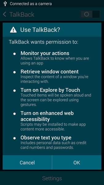 turn talkback mode off stuck android
