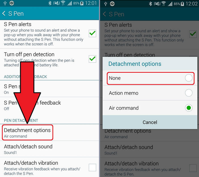 galaxy note 4 disable air command menu pop up