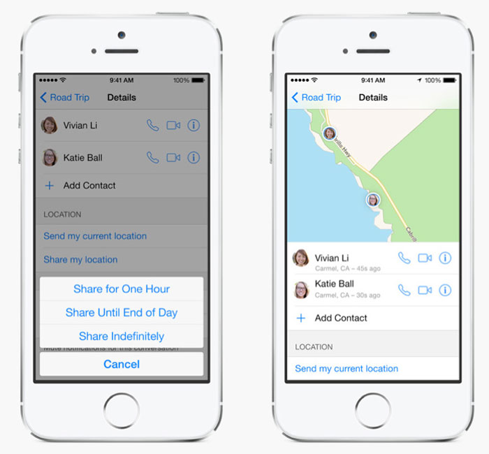 ios8 share current location