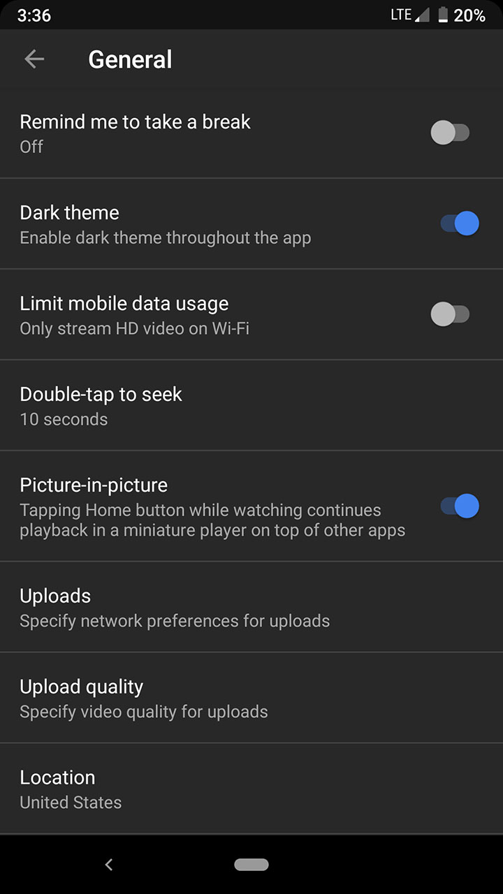 youtube dark theme android screenshot