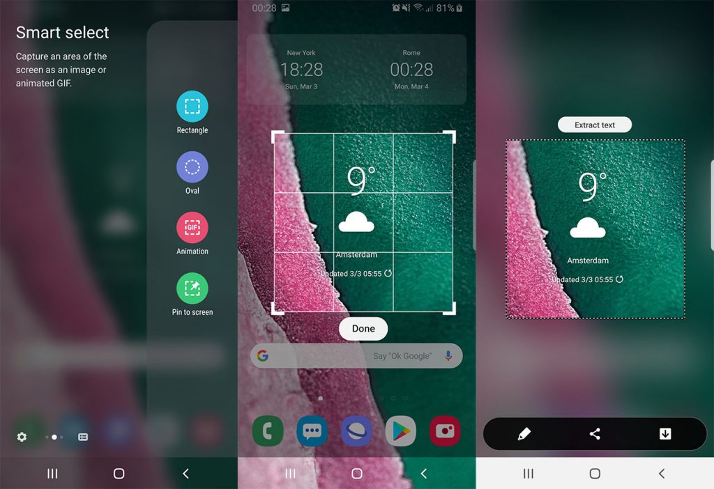 galaxy s10 screenshot smart select