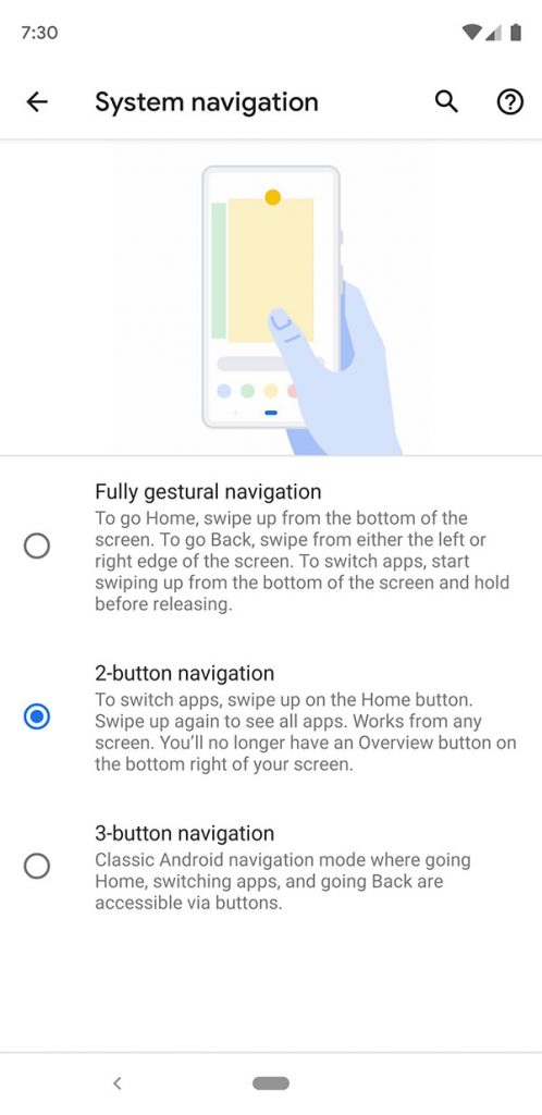 android q navigation gestures