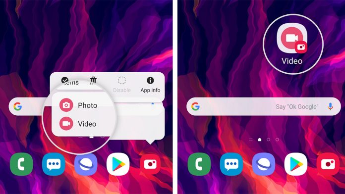 quickly enable video recording galaxy one ui pie
