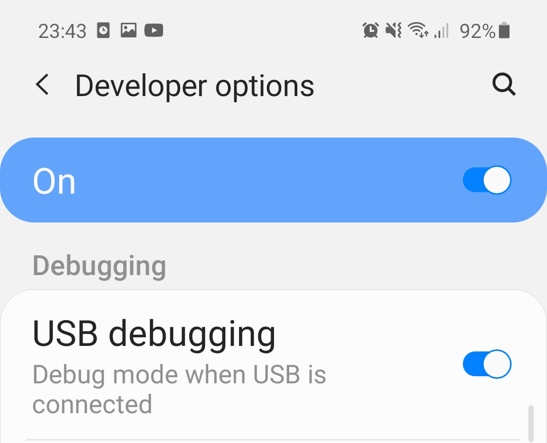 usb отладки galaxy m12