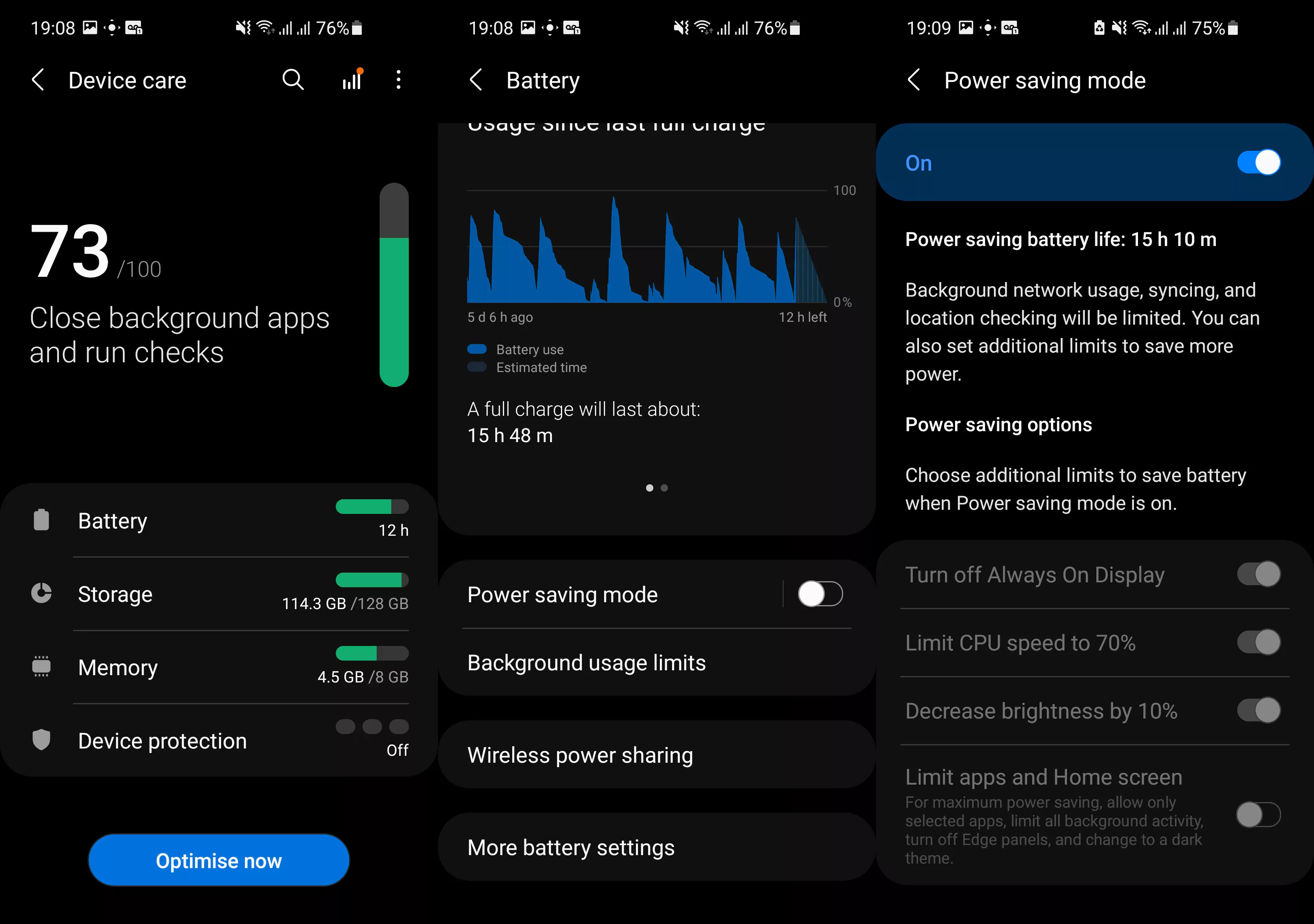 режим энергосбережения Galaxy Z Fold 3